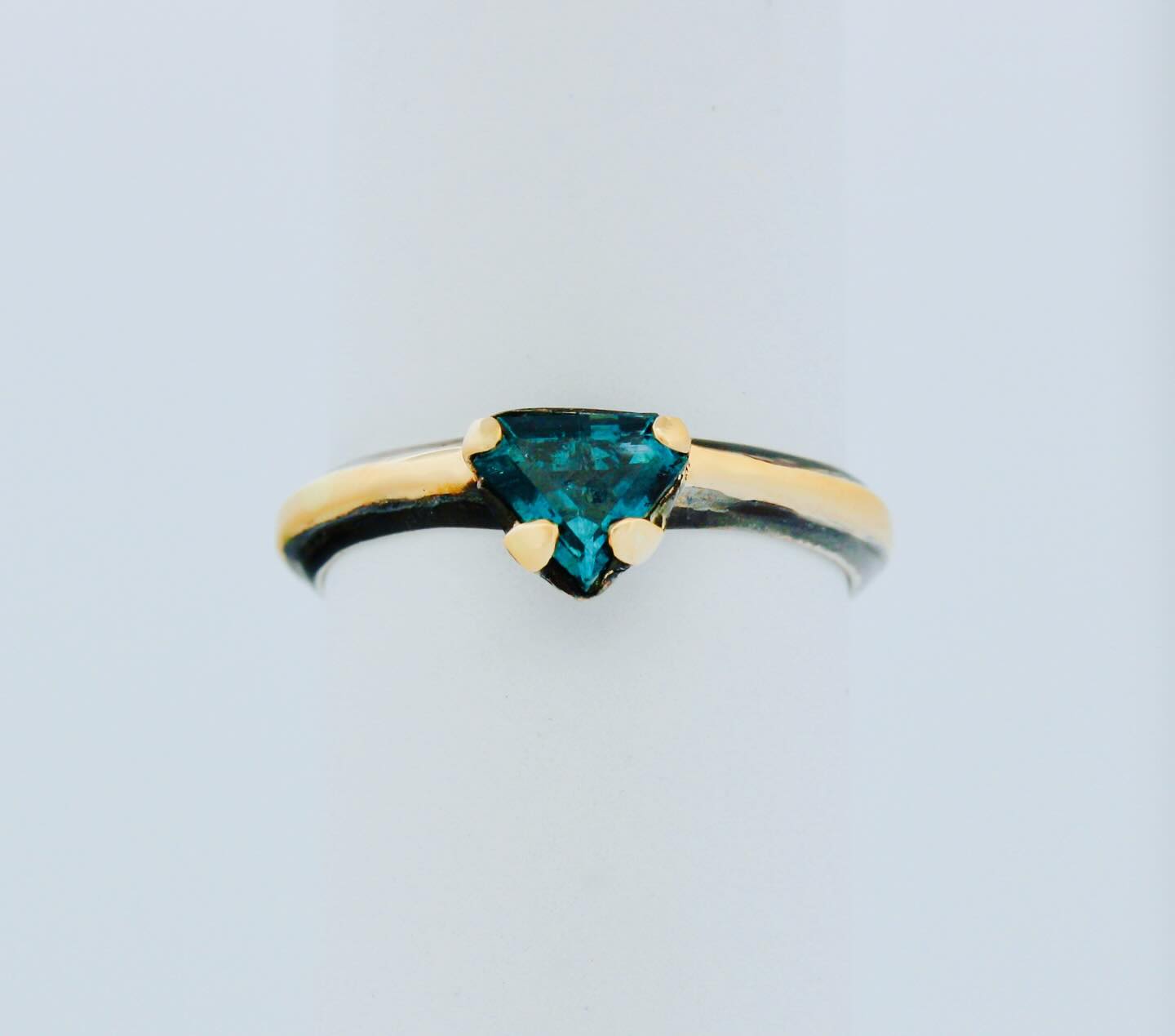 Sapphire Shield Silver and Gold Ring