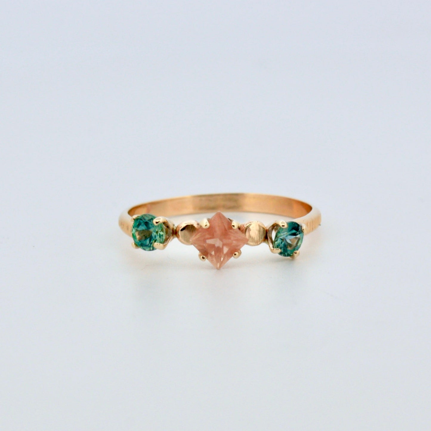 14k Sunstone and Sapphire ring