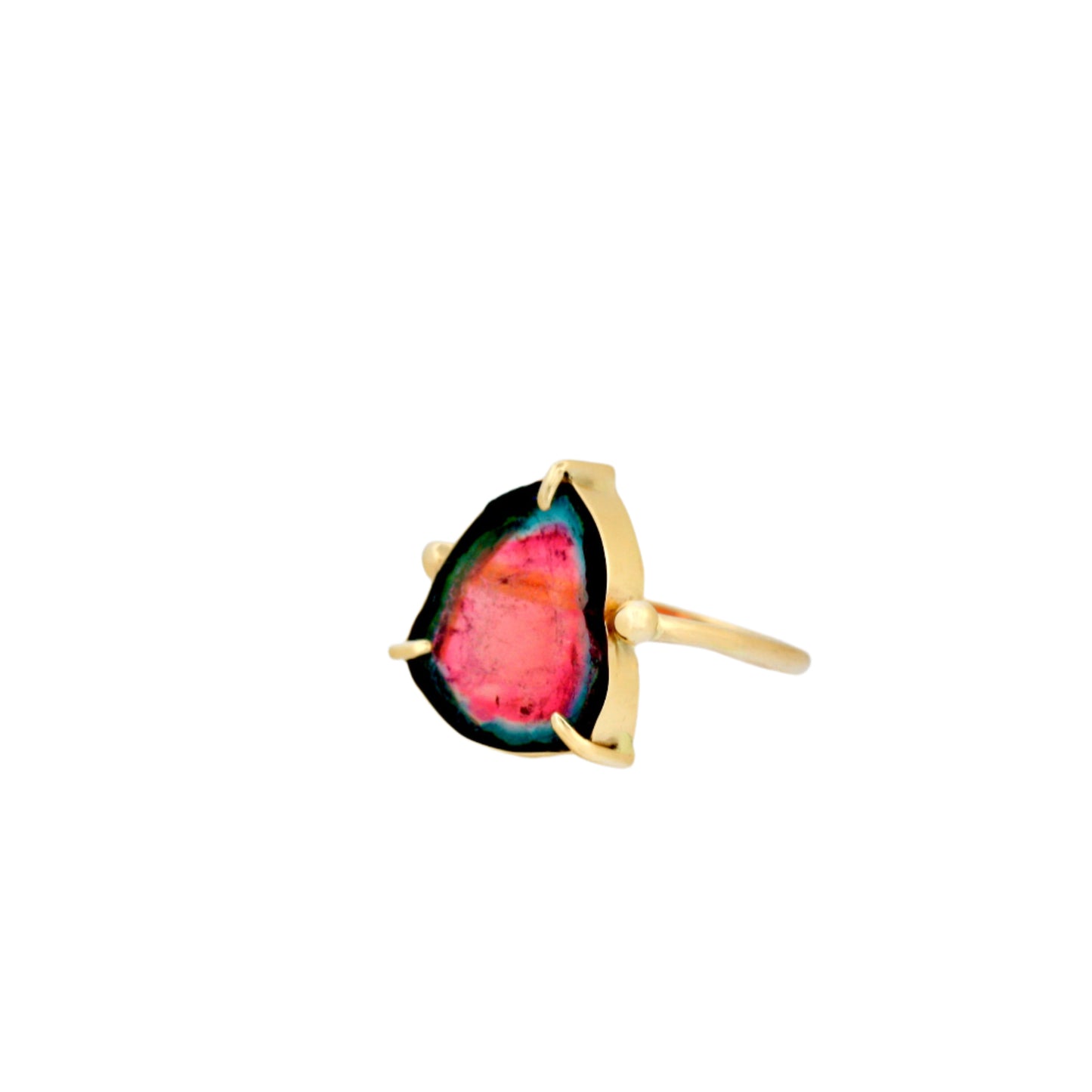 raw tourmaline slice gold ring