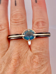 london blue topaz two finger ring