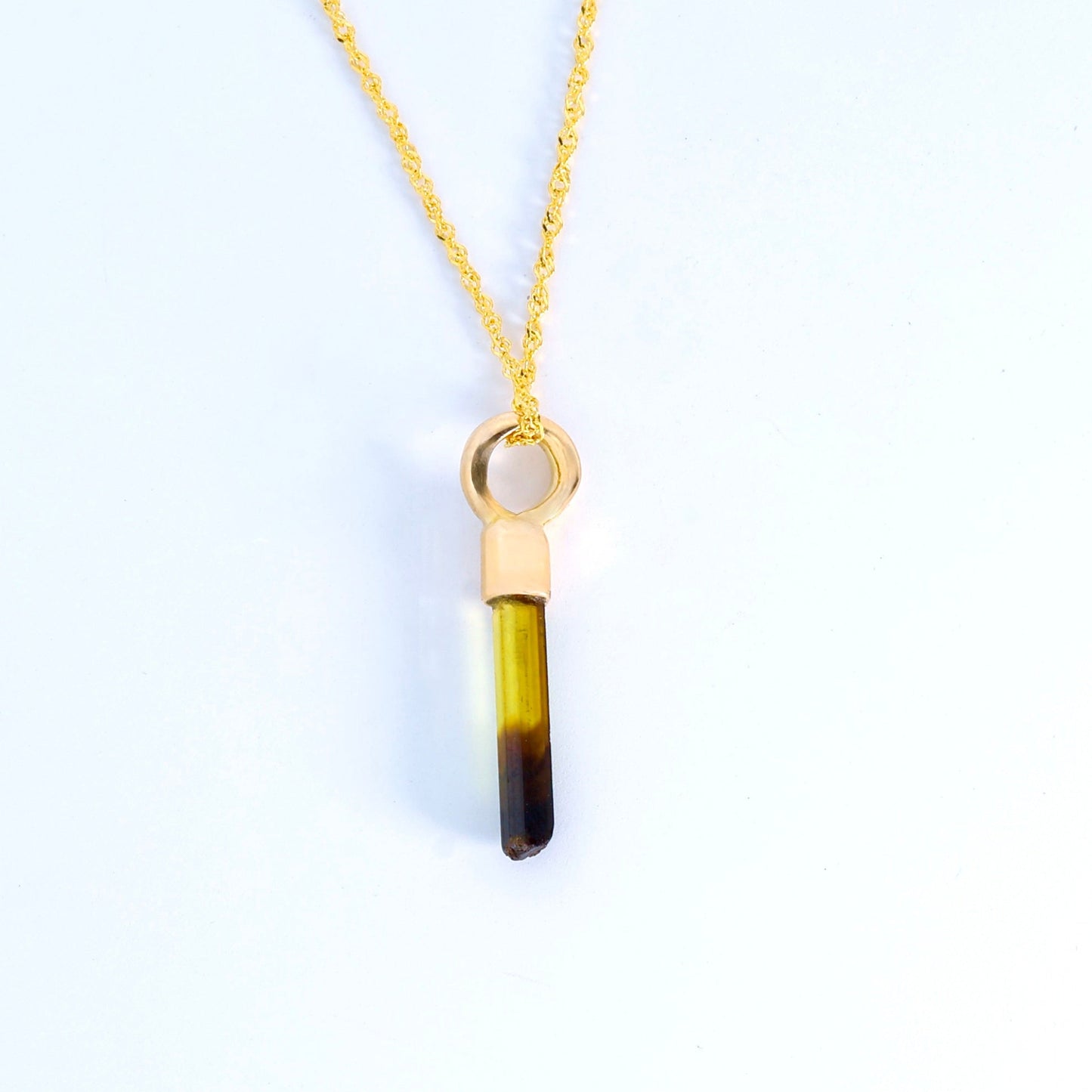 14k Yellow Gold & Olive Green Tourmaline Pendant
