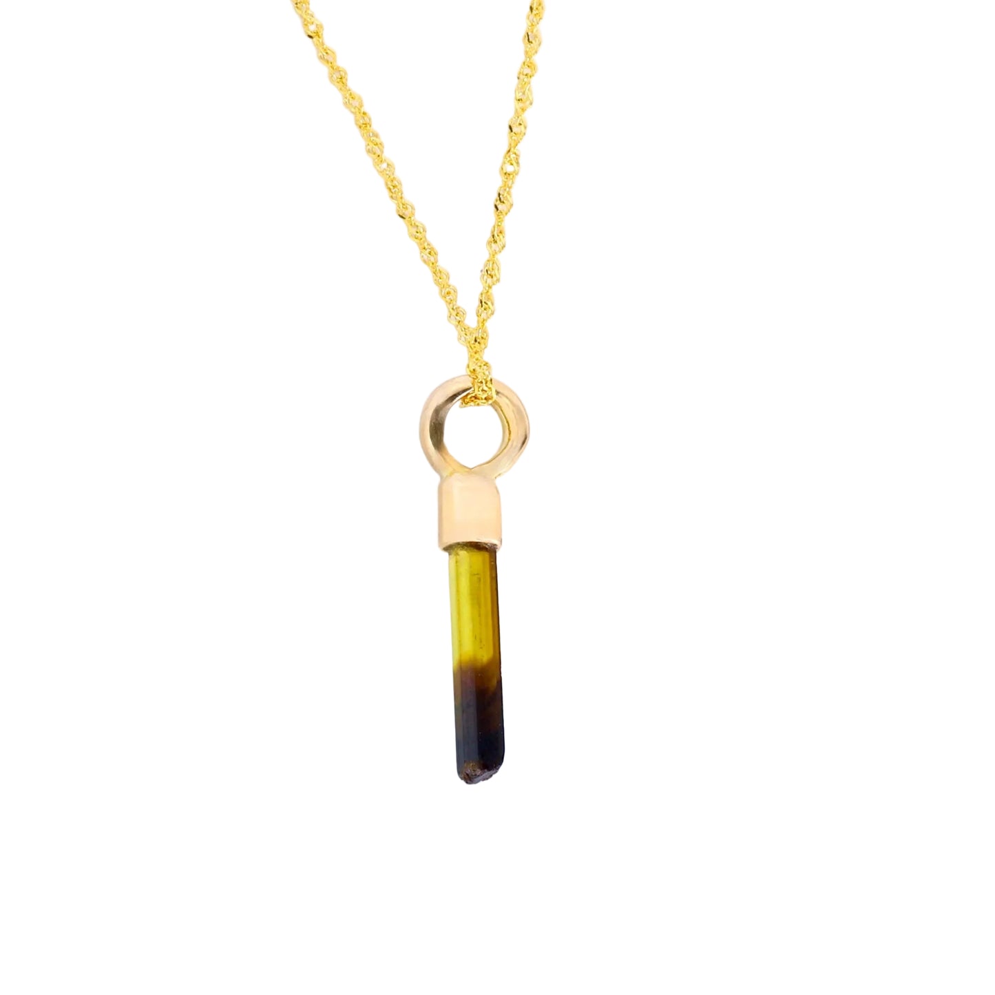 14k Yellow Gold & Olive Green Tourmaline Pendant