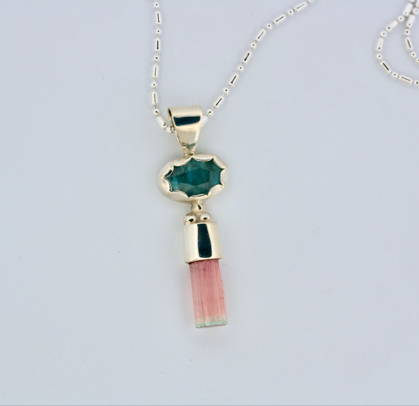 sterling silver aquamarine tourmaline pendant