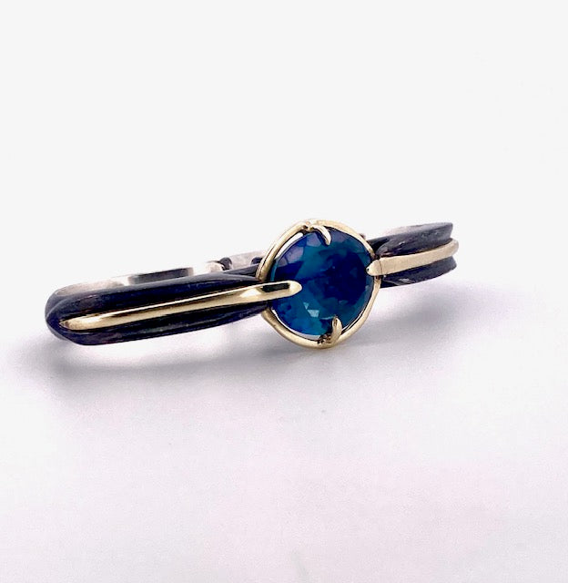london blue topaz two finger ring