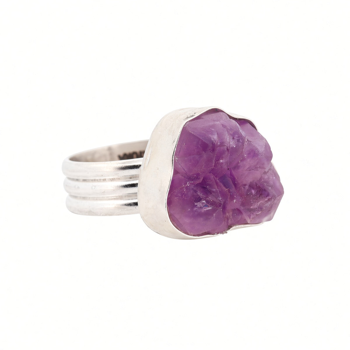 Sterling Silver & Raw Amethyst Ring