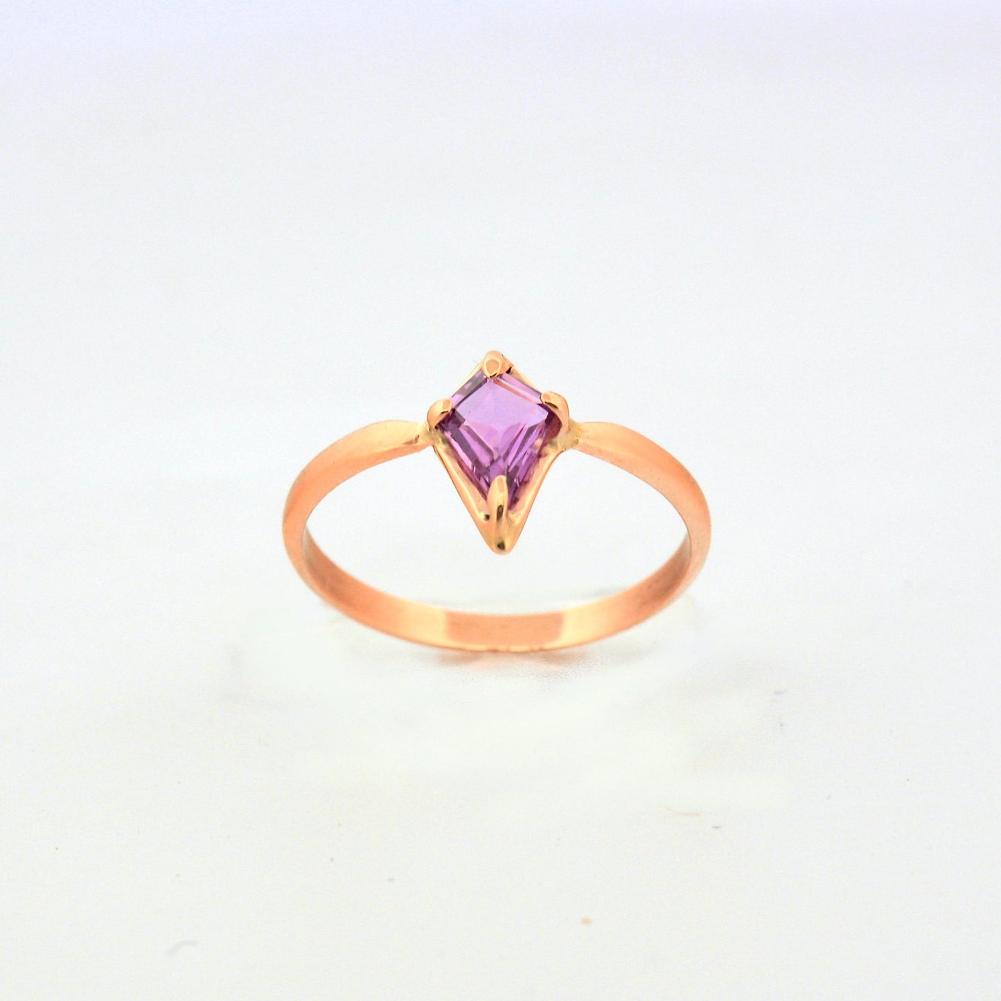rose gold pink sapphire kite ring