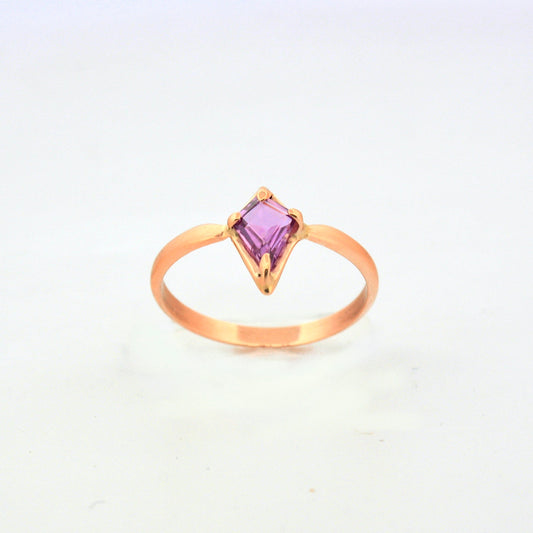 14k Rose Gold Pink Sapphire Kite Ring