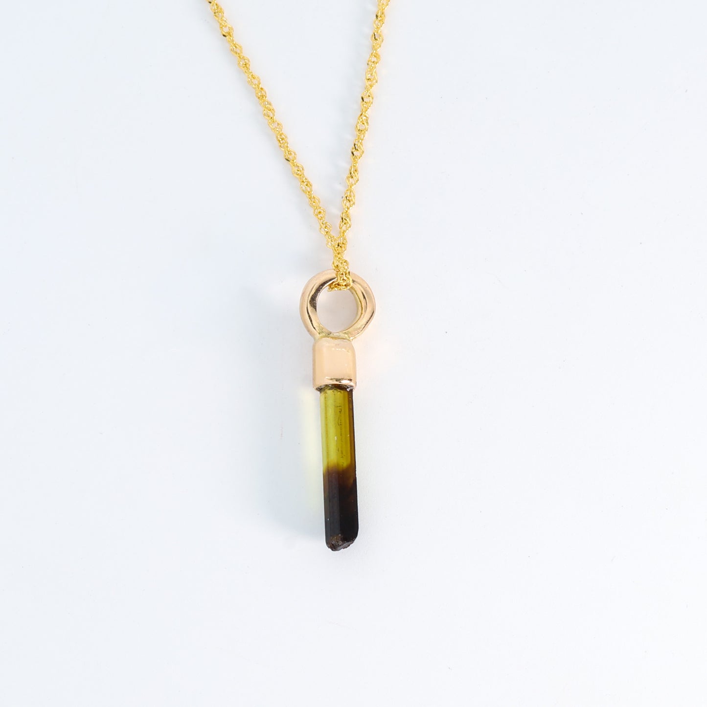 14k Yellow Gold & Olive Green Tourmaline Pendant