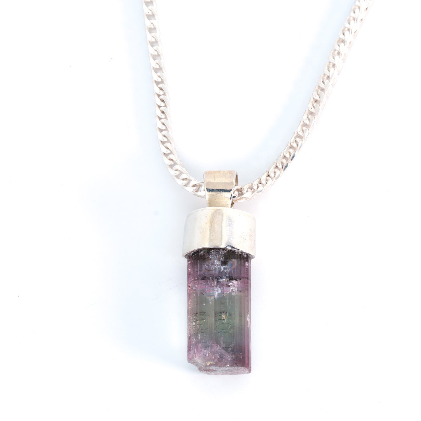 Sterling Silver & Raw Tourmaline Necklace