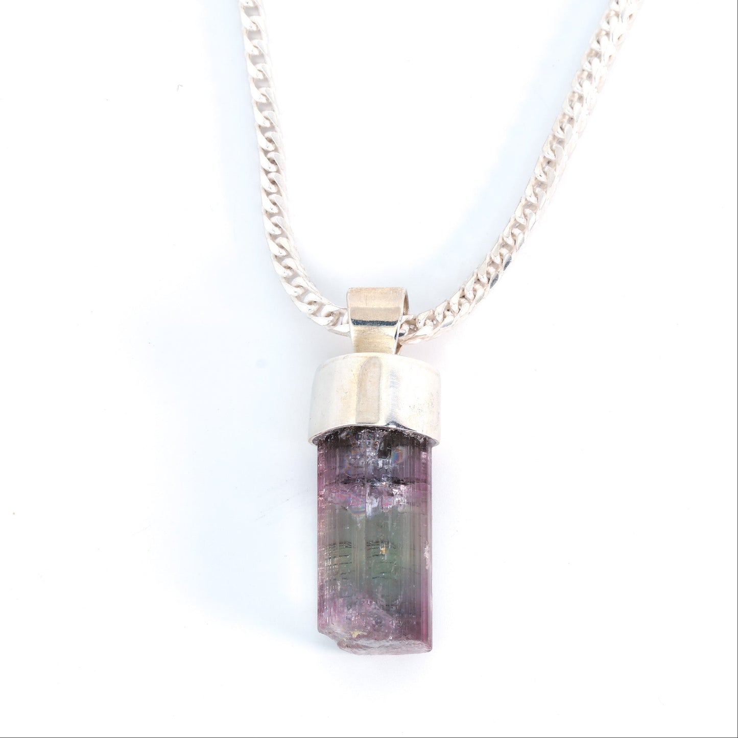 Sterling Silver & Raw Tourmaline Necklace