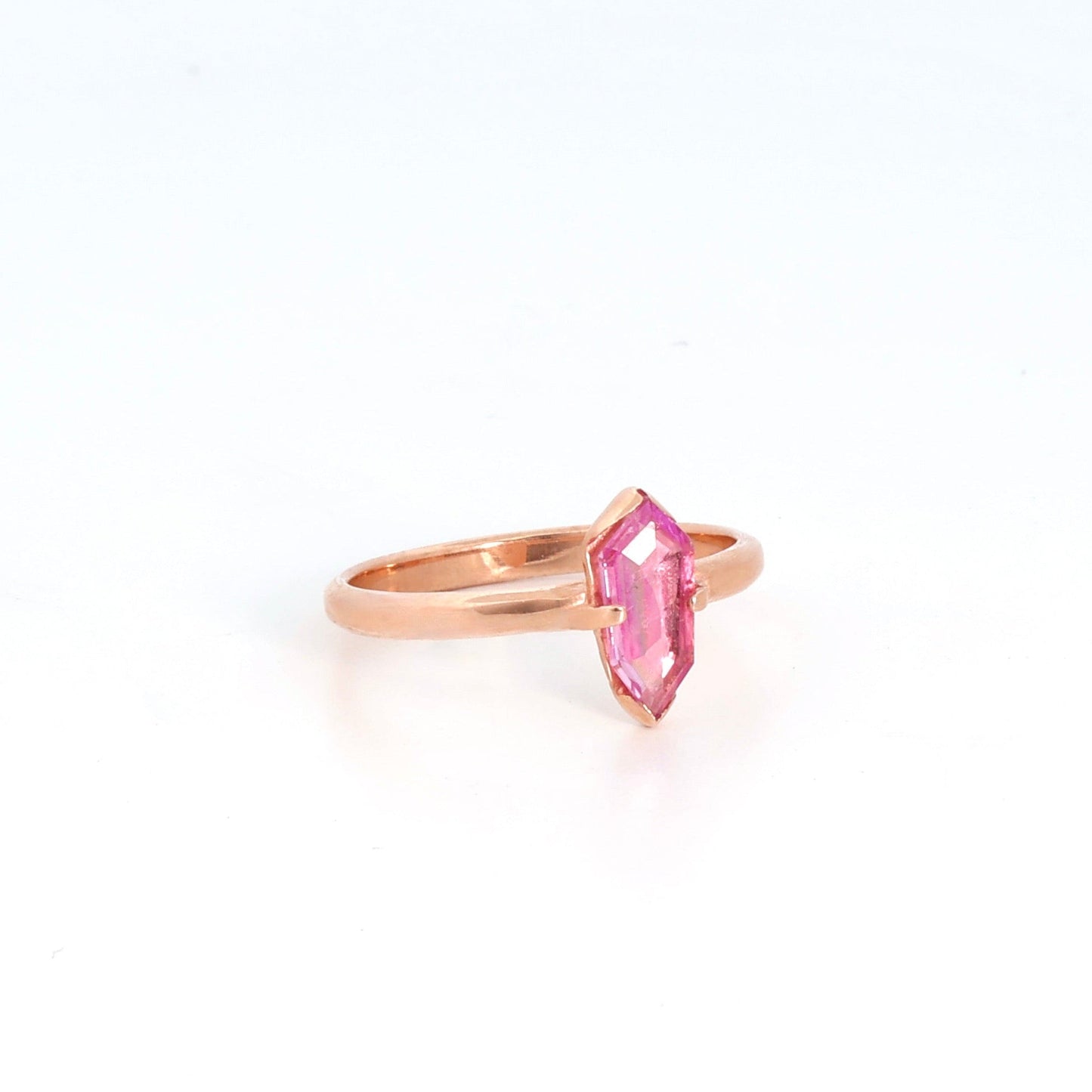 14k Rose Gold & Pink Sapphire Shield Ring