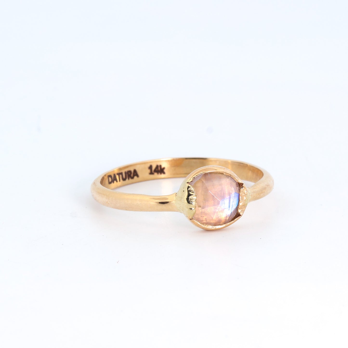 14k Yellow Gold Rainbow Moonstone Ring