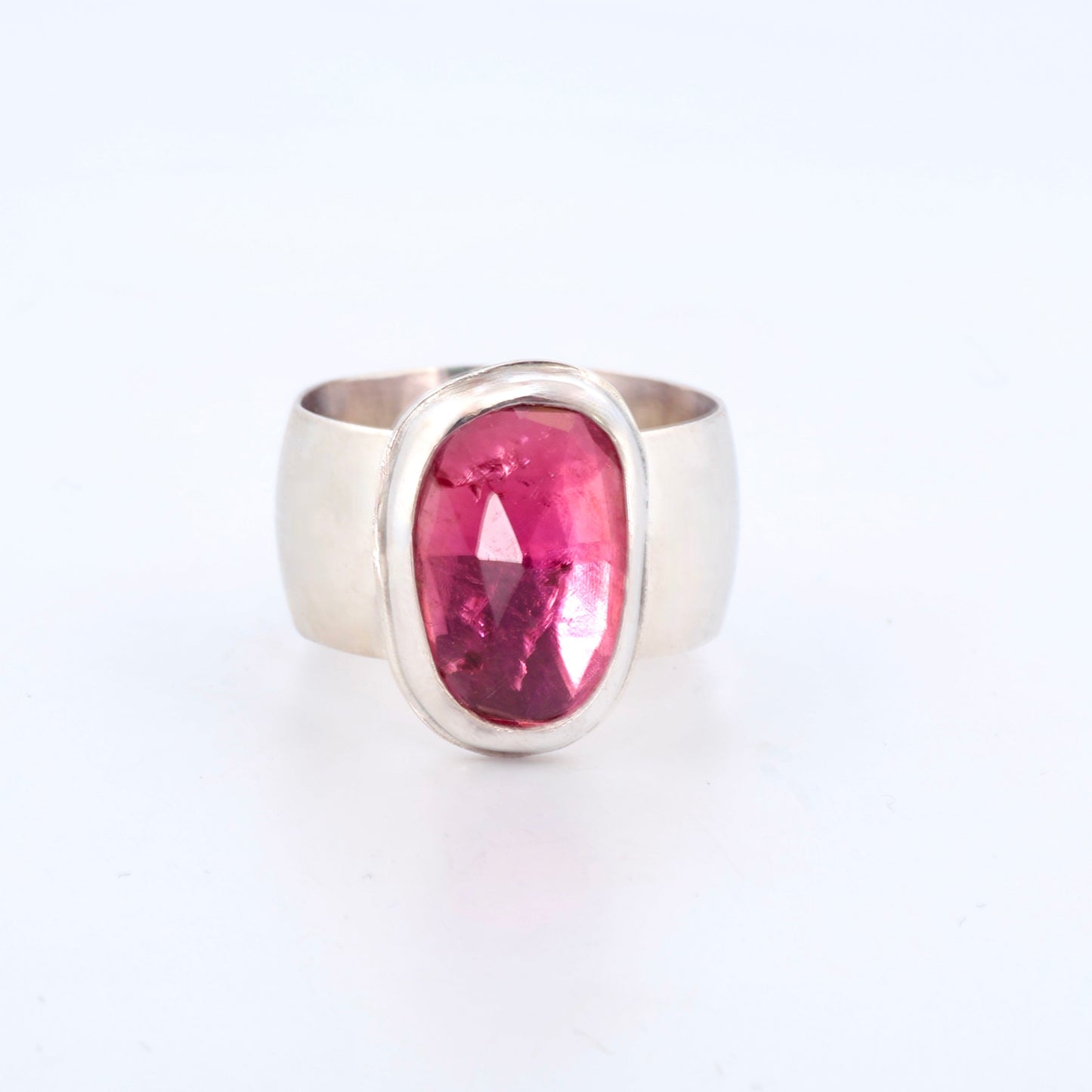 Pink Tourmaline in Sliver Cigar Ring