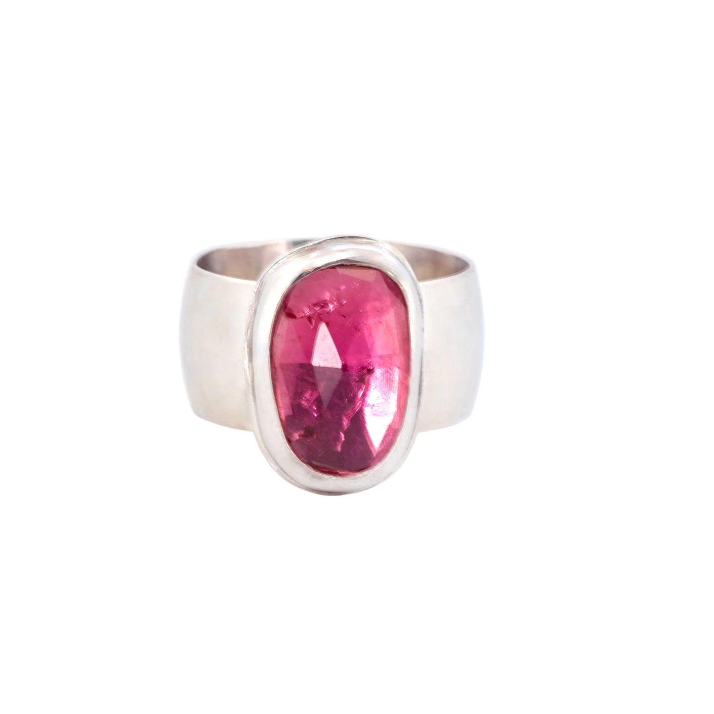 Pink Tourmaline in Sliver Cigar Ring