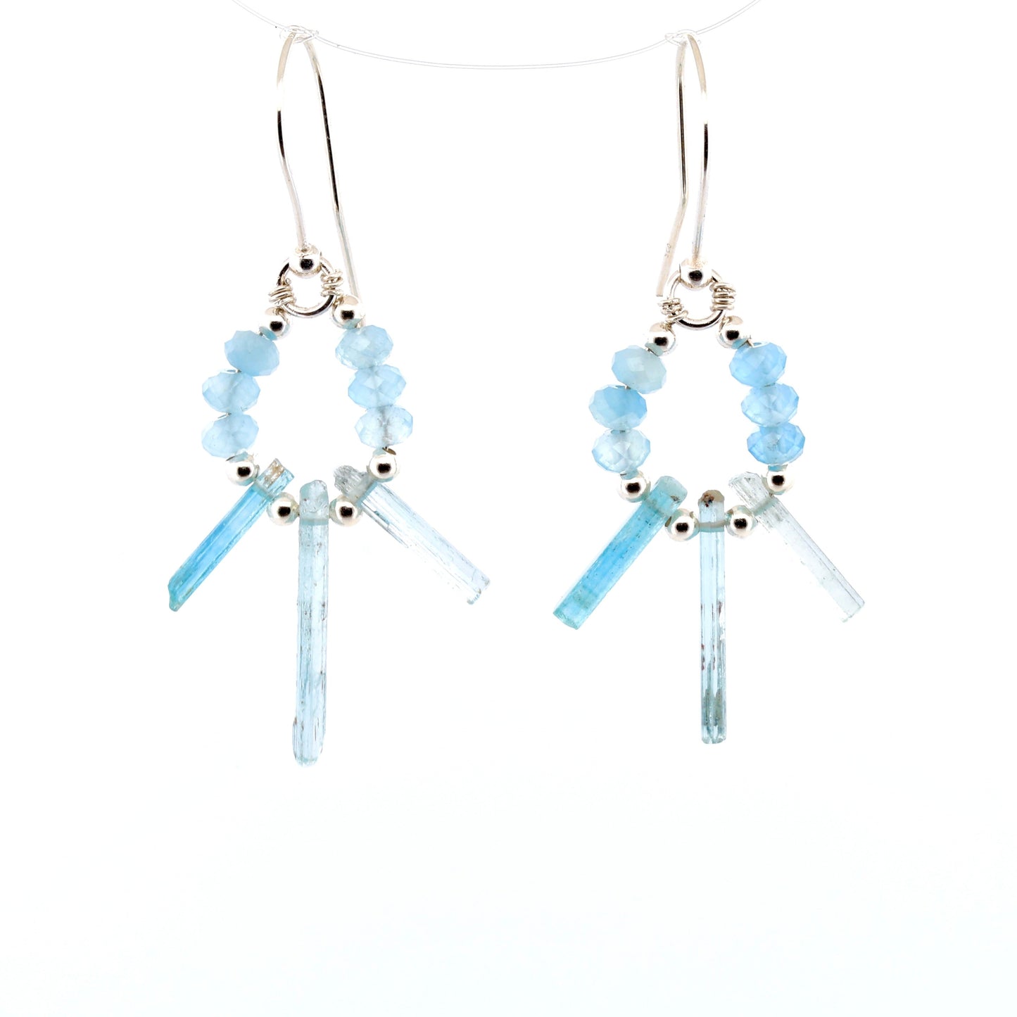 Raw Aquamarine Crystal Earrings, medium