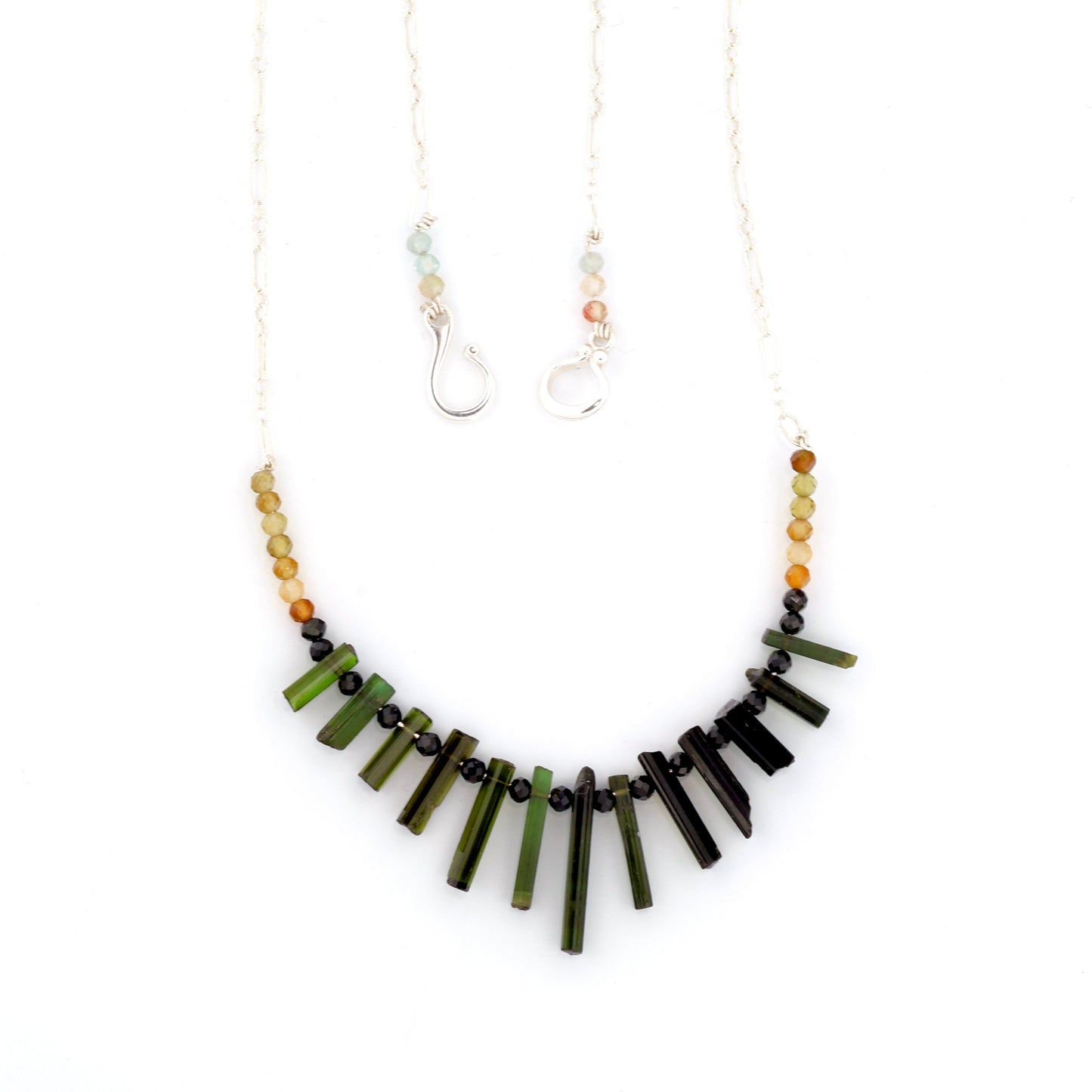 Raw Green Tourmaline & Faceted Olive Tourmaline Beaded Necklace