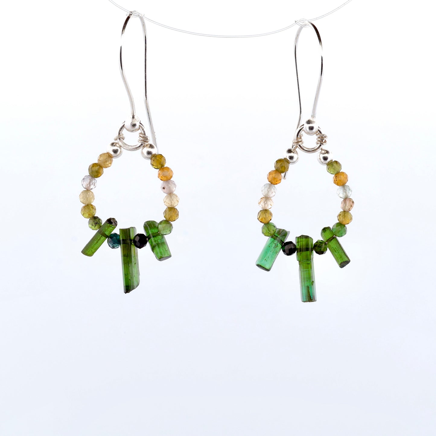 Raw Olive Tourmaline Crystal Earrings Small