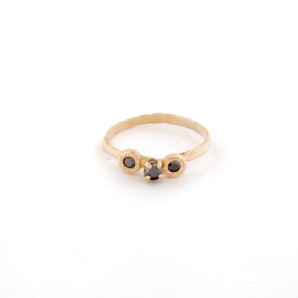14k gold and black diamond ring