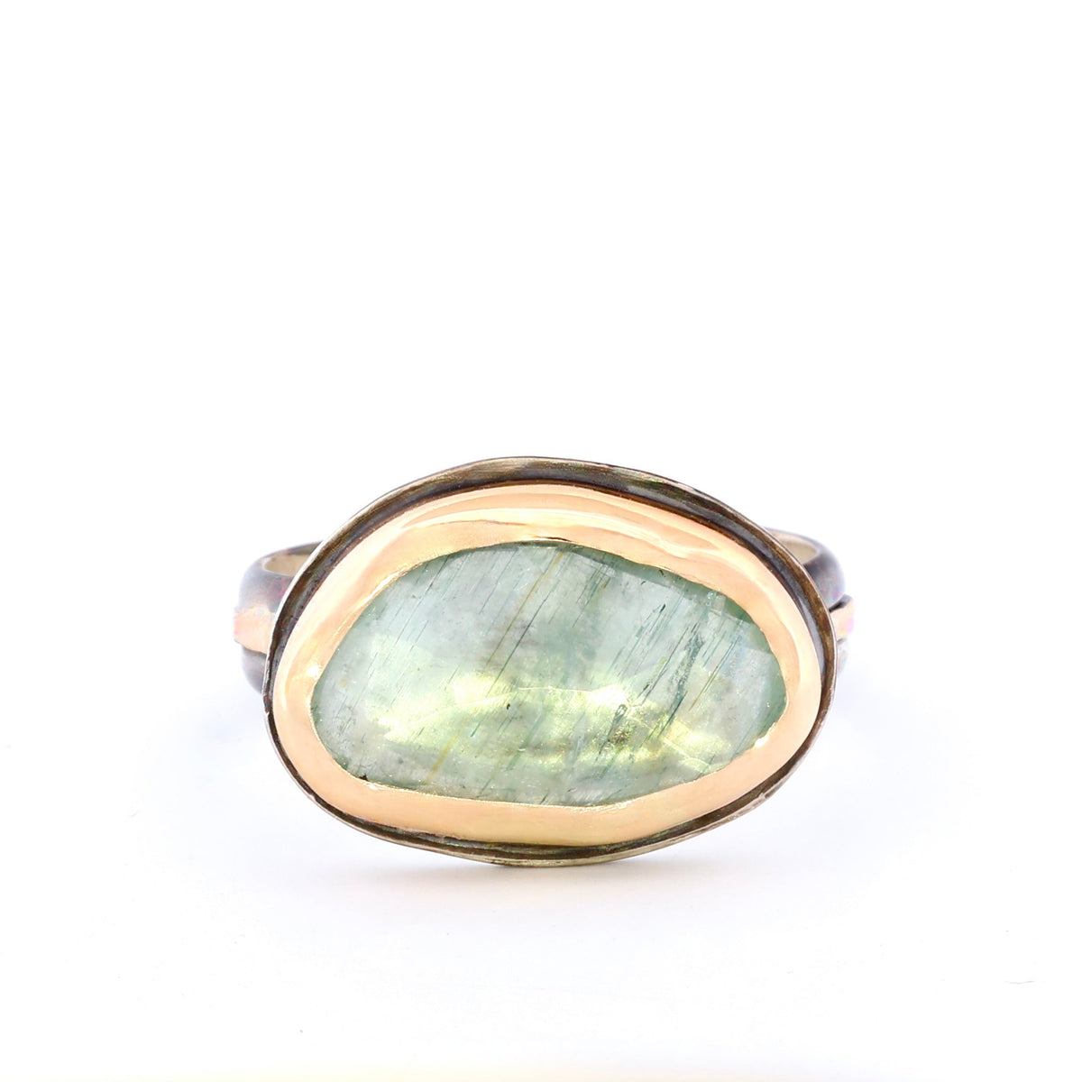 Black and Gold Aquamarine Ring