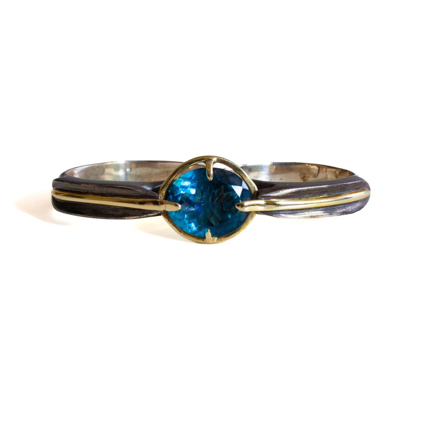 london blue topaz two finger ring