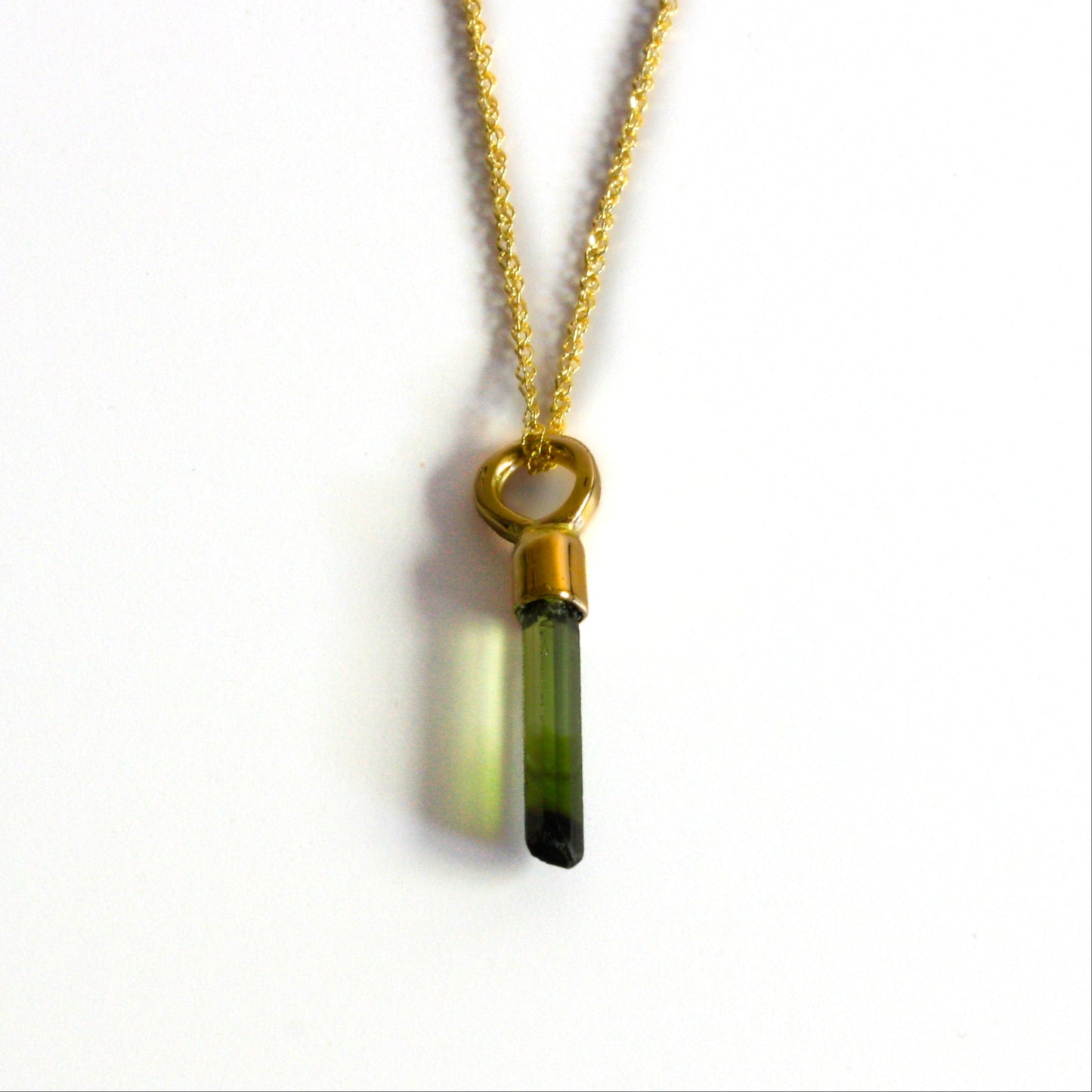 14k yellow gold and olive green tourmaline