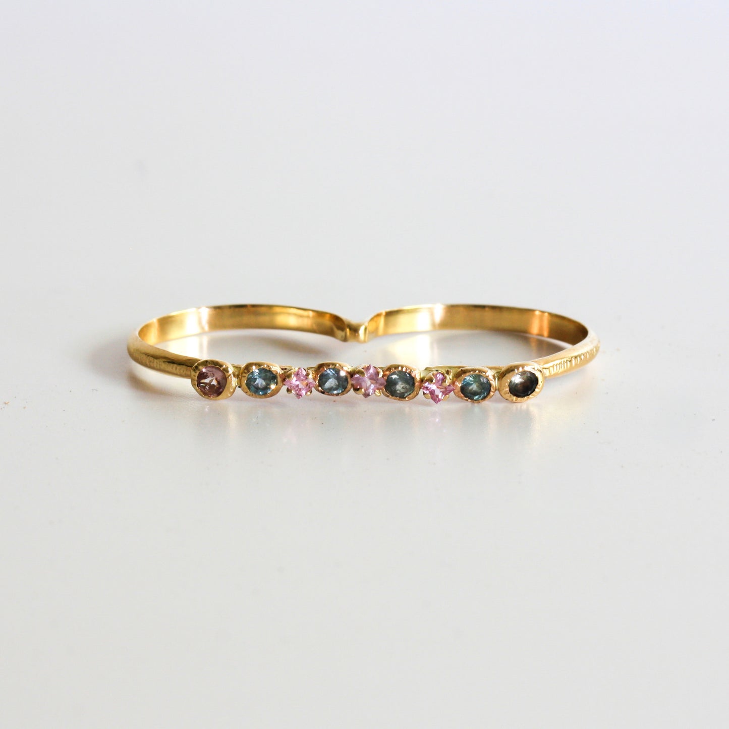 14k Yellow Gold 2-Finger Sapphire Ring