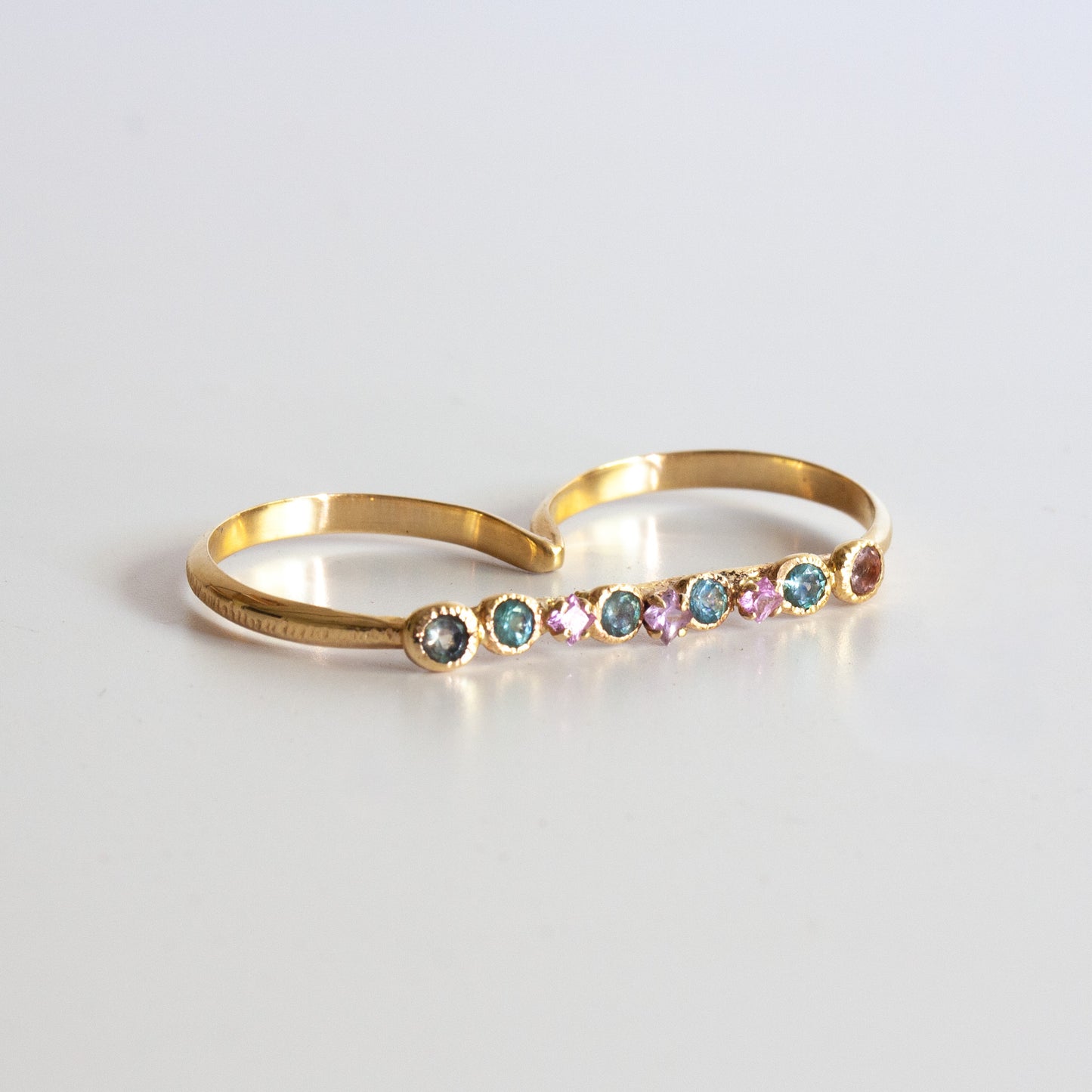 14k Yellow Gold 2-Finger Sapphire Ring