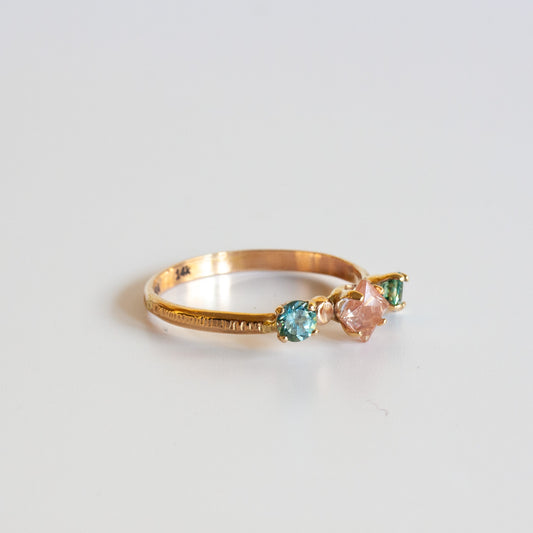 14k Sunstone and Sapphire ring