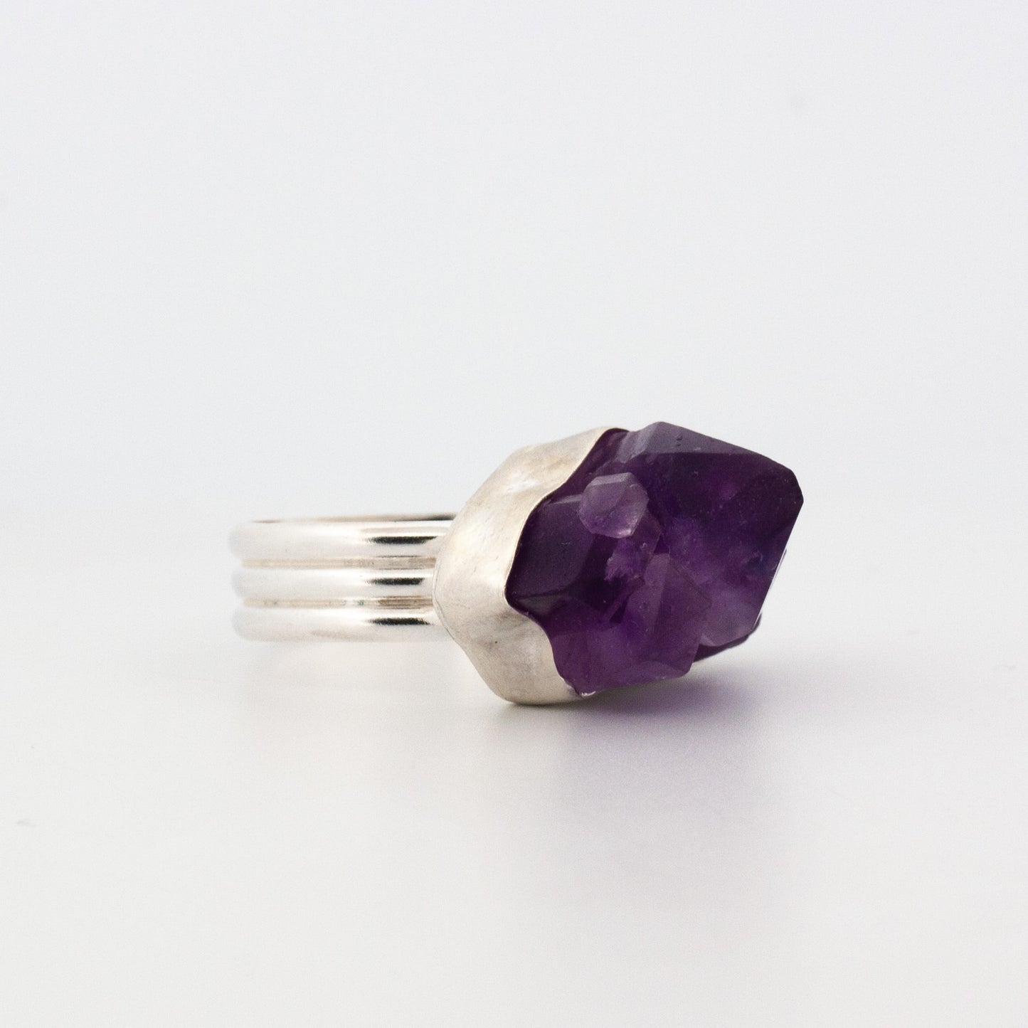Sterling Silver & Raw Amethyst Ring