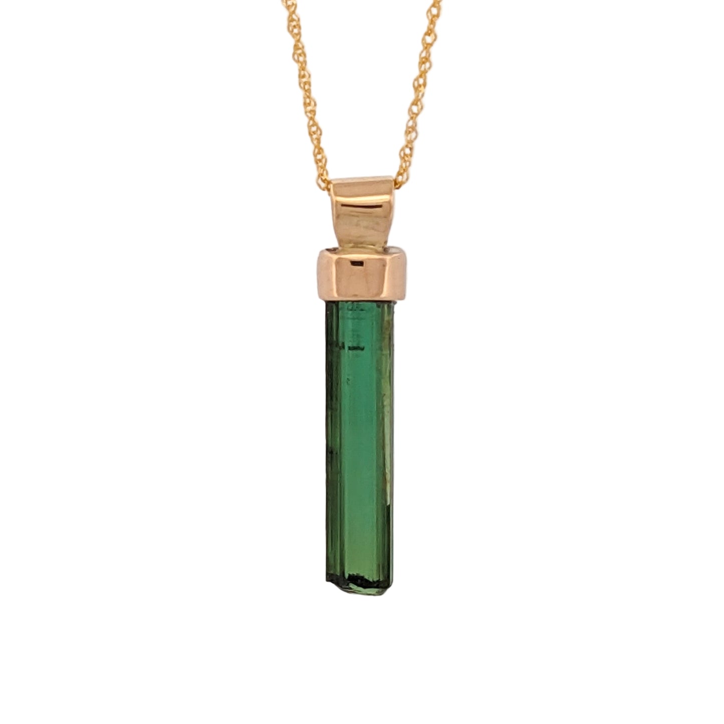 Dark Green Tourmaline in 14k