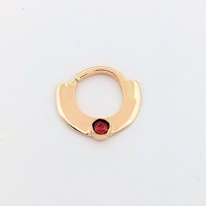 Gold Septum Ring with Red Gem