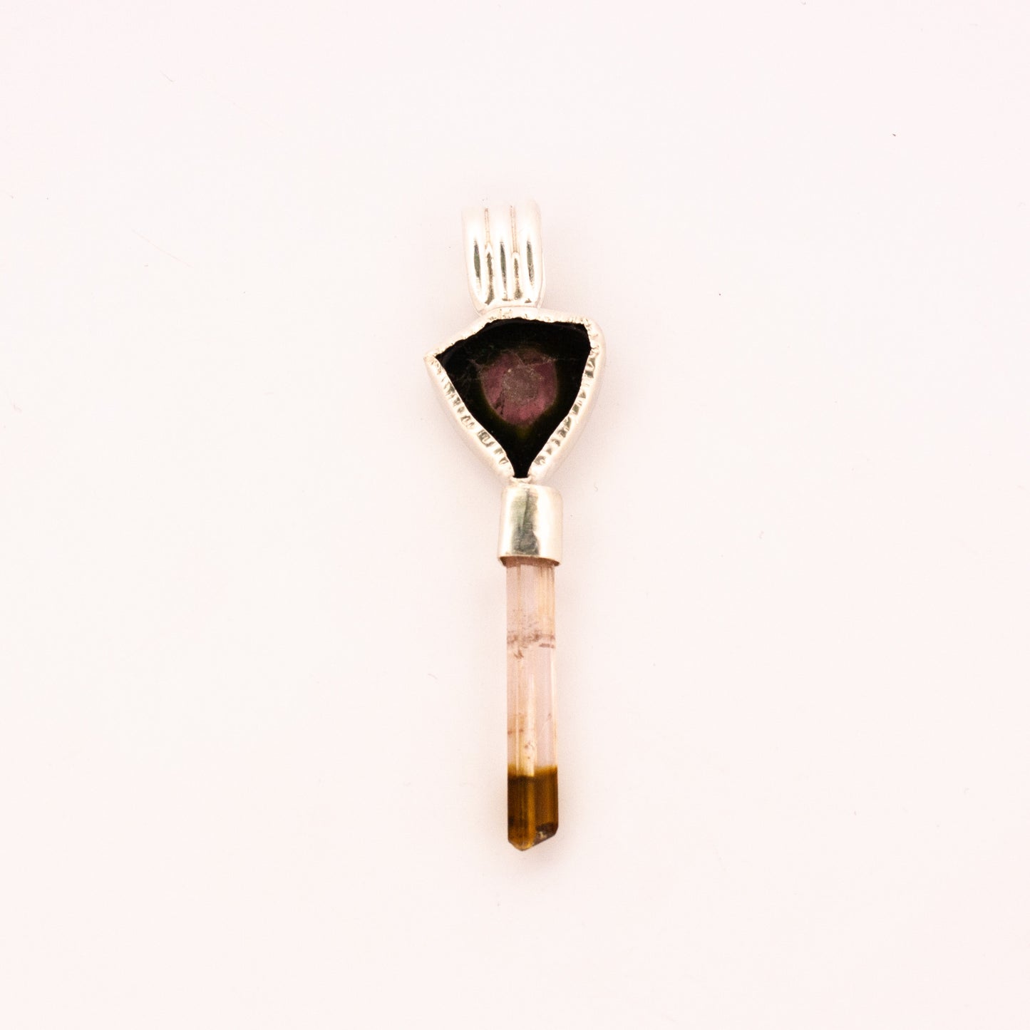 Double Olive Tourmaline & Silver Pendant