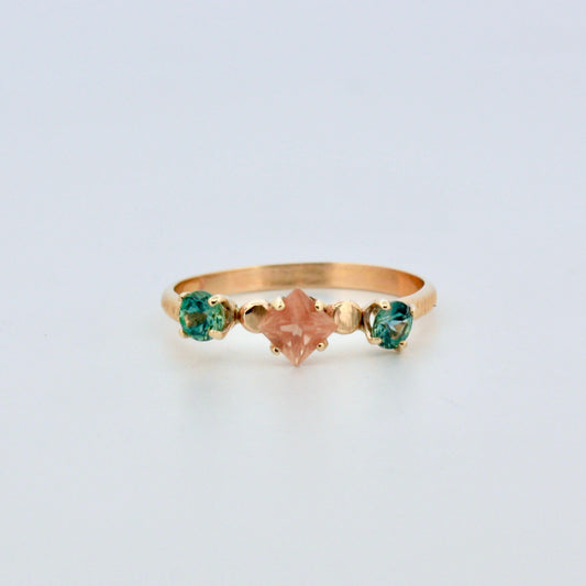 14k Sunstone and Sapphire ring