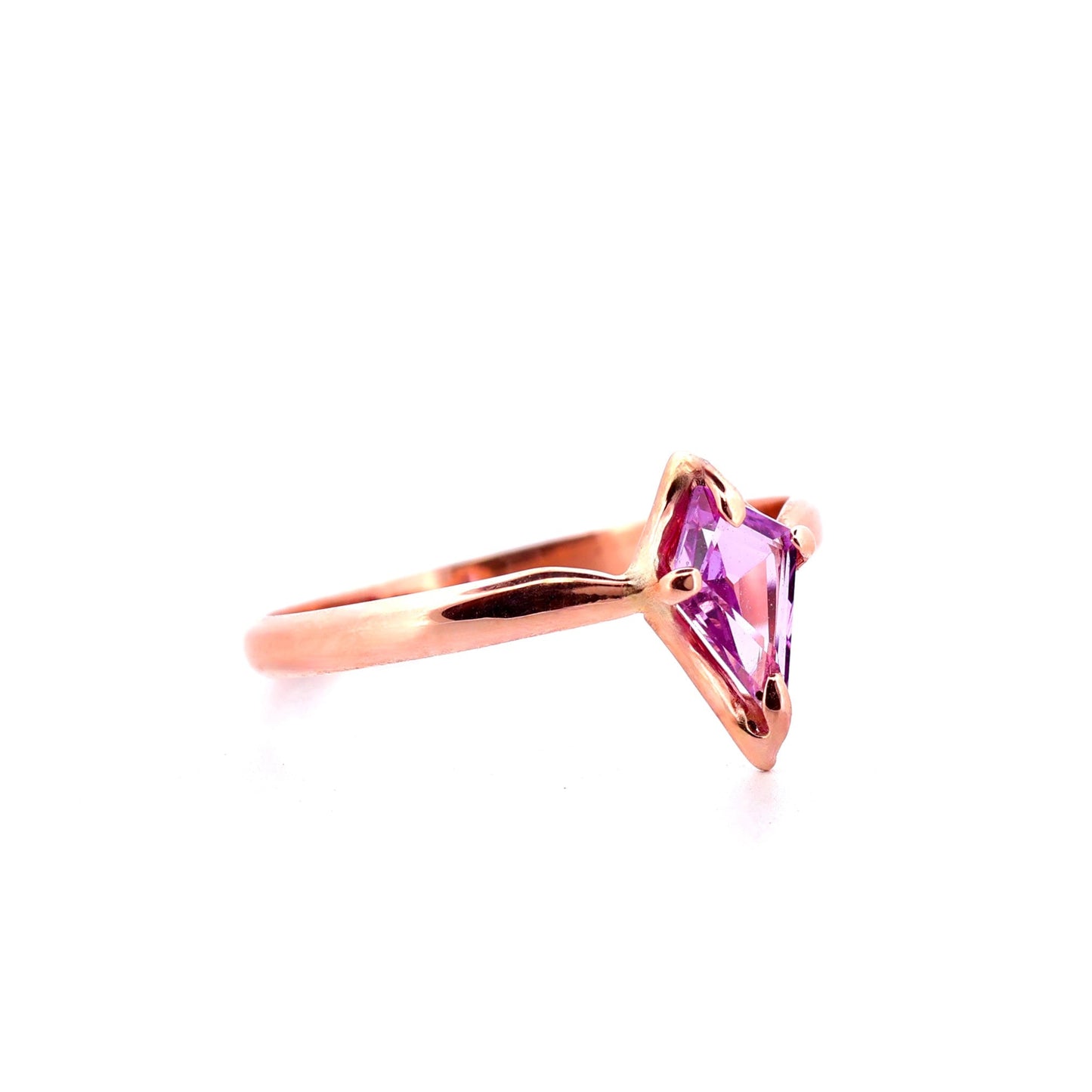 14k Rose Gold Pink Sapphire Kite Ring