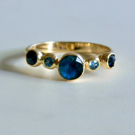 14k yellow gold and flush rose sapphires