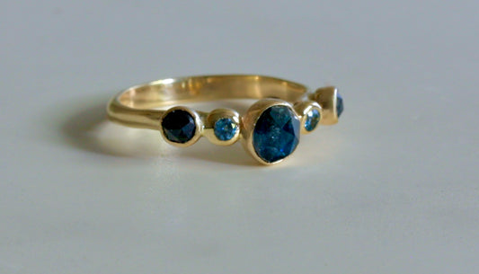 14k yellow gold and flush rose sapphires