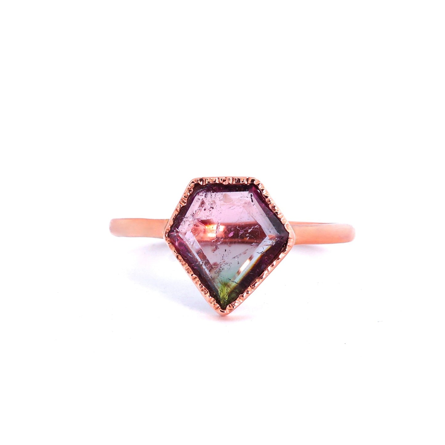 14k Rose Gold & Tourmaline Shield Ring