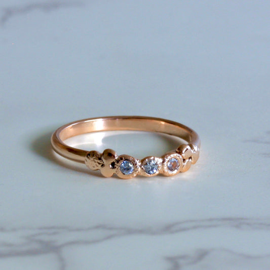 14k rose gold triple sapphire ring