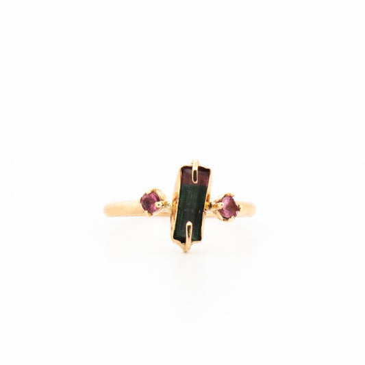14k Gold Cross Tourmaline Ring