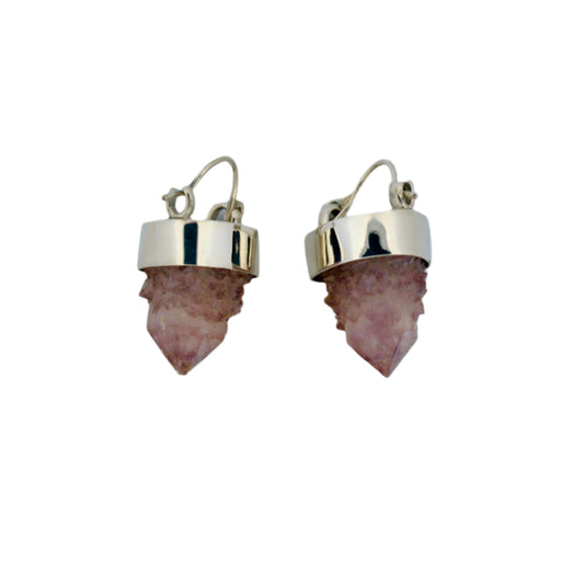 sterling silver and raw amethyst spirit quartz