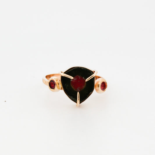 14k Gold with Green & Pink Toumaline Ring