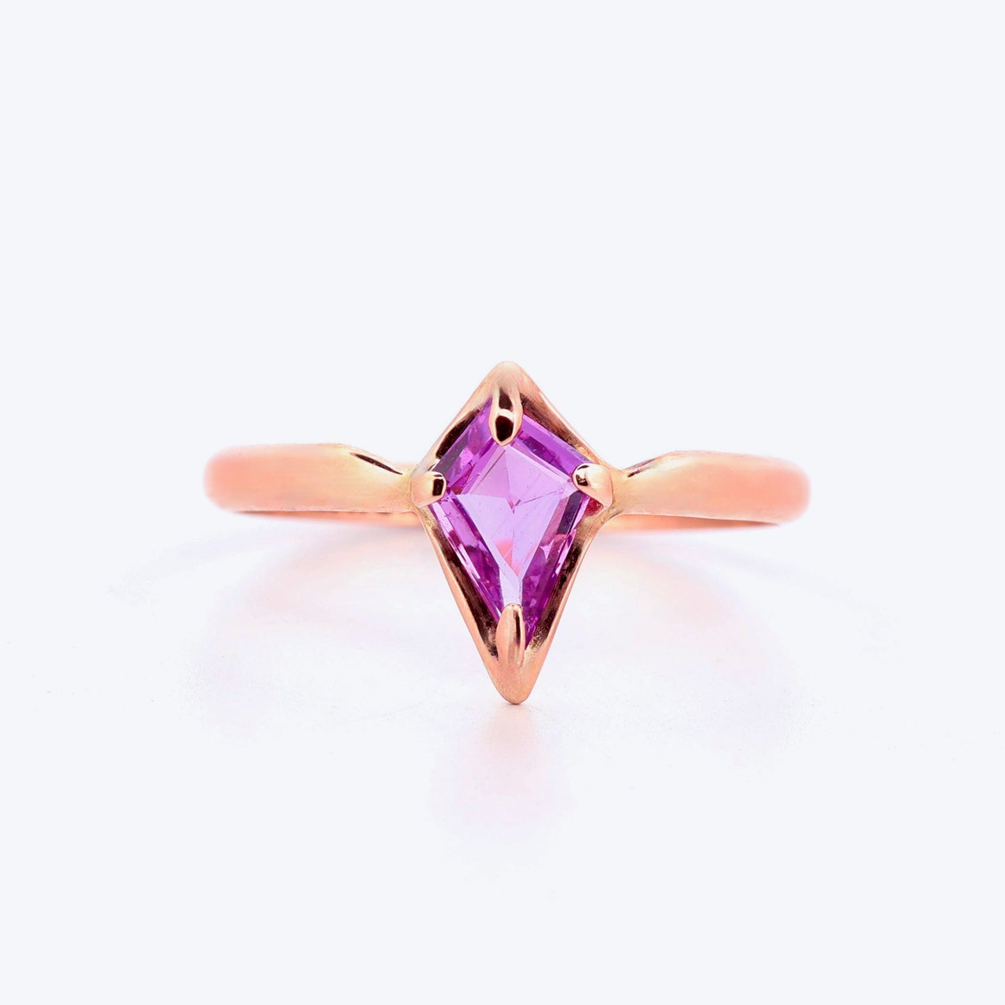 14k Rose Gold Pink Sapphire Kite Ring