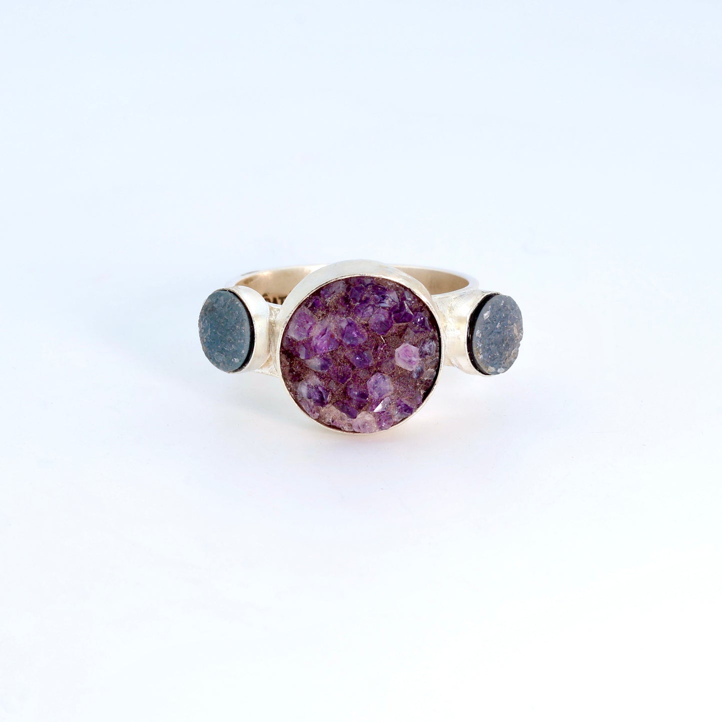 Sterling Silver, Amethyst, & Druzy Ring