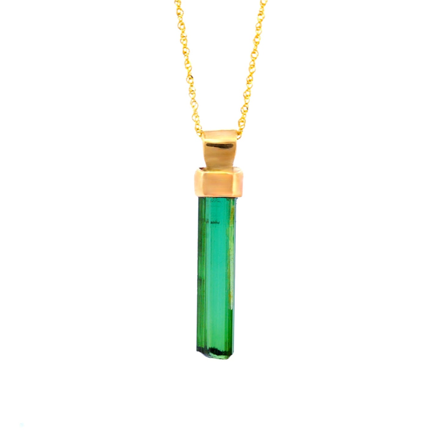 Dark Green Tourmaline in 14k