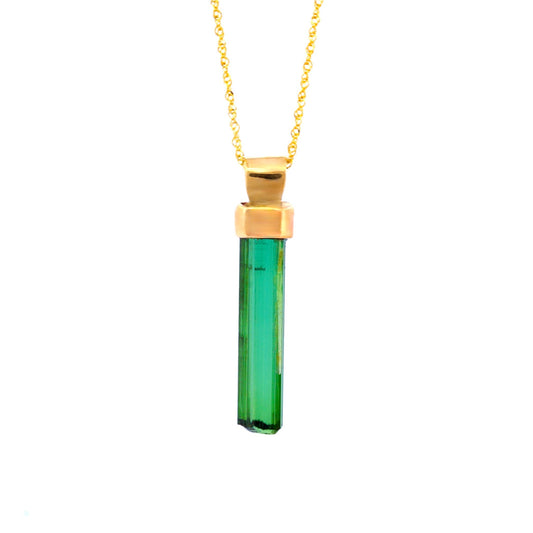 Dark Green Tourmaline in 14k