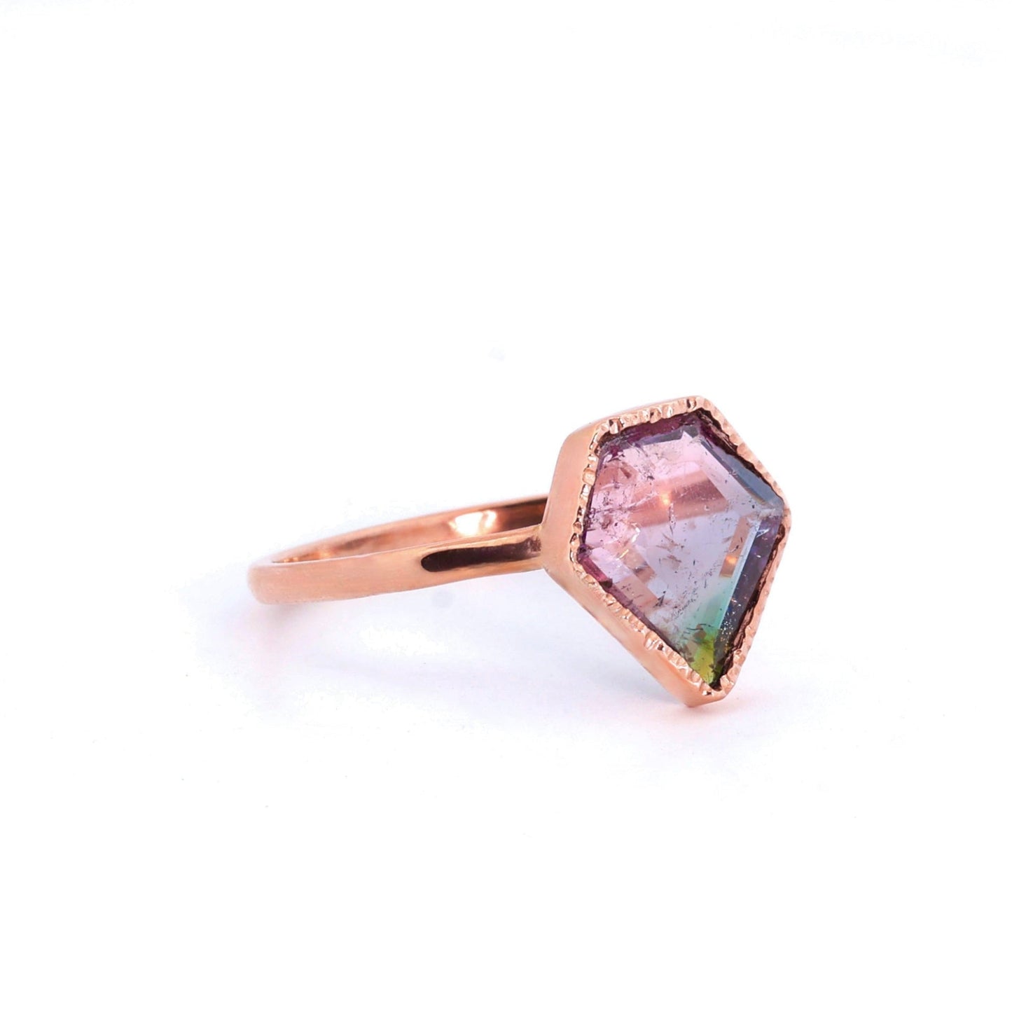 14k Rose Gold & Tourmaline Shield Ring