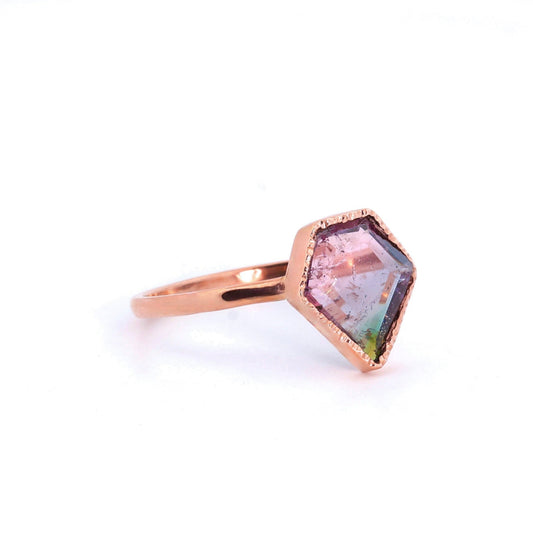 14k Rose Gold & Tourmaline Shield Ring