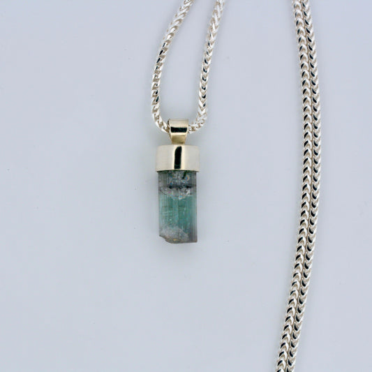 sterling silver and raw tourmaline necklace