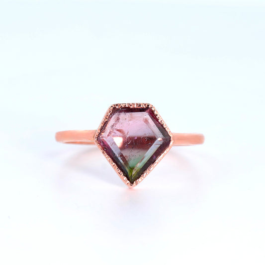 14k Rose Gold & Tourmaline Shield Ring