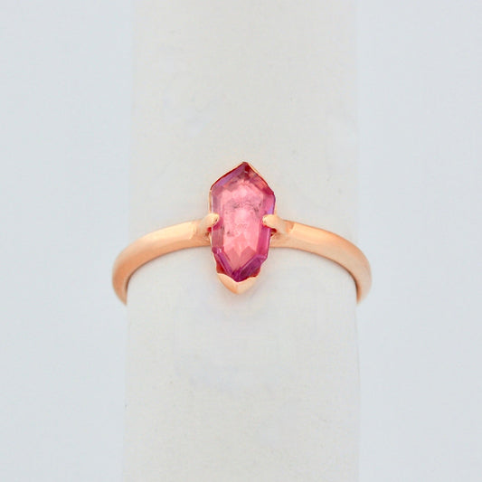 14k rose gold pink sapphire shield ring